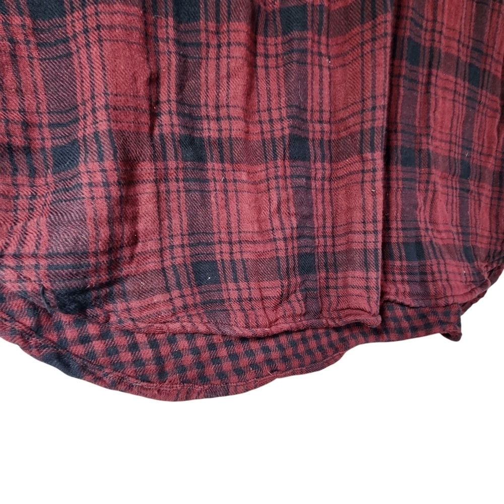 GAP Women's Plaid Flannel Shirt Dress Red Black Medium Long Sleeve - Picture 4 of 12